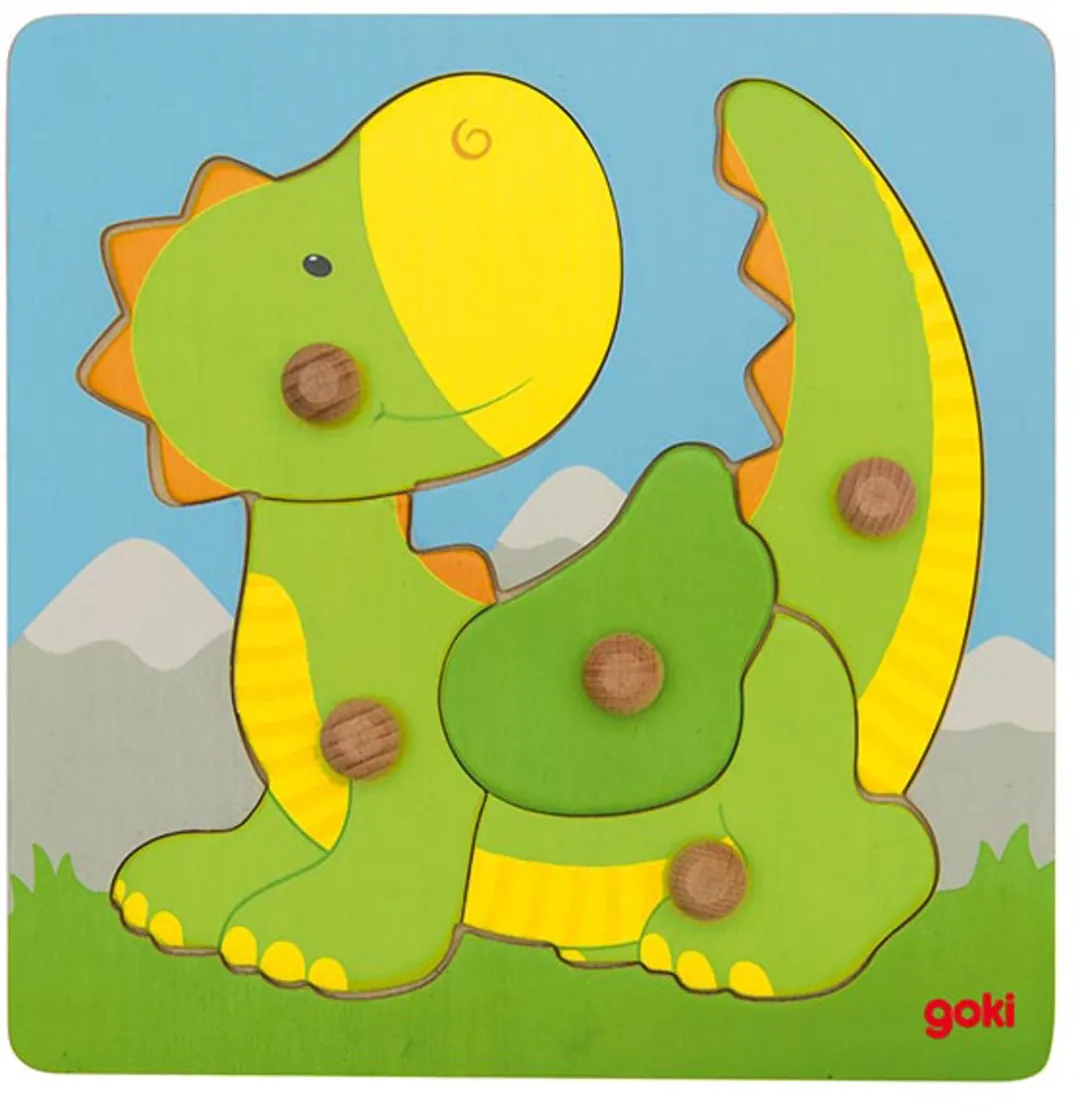 Goki Lift-out Puzzle Draak - 5 Stukjes Groen