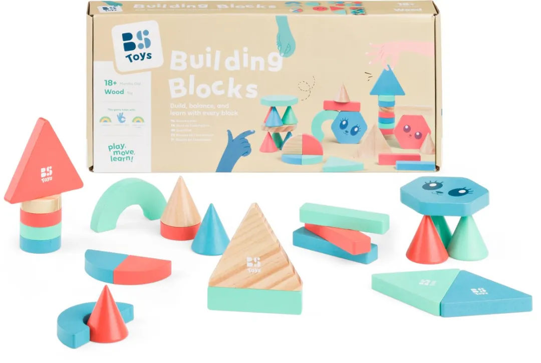 BS Toys GA521 Houten Bouwblokken - 38 Stuks - Beige
