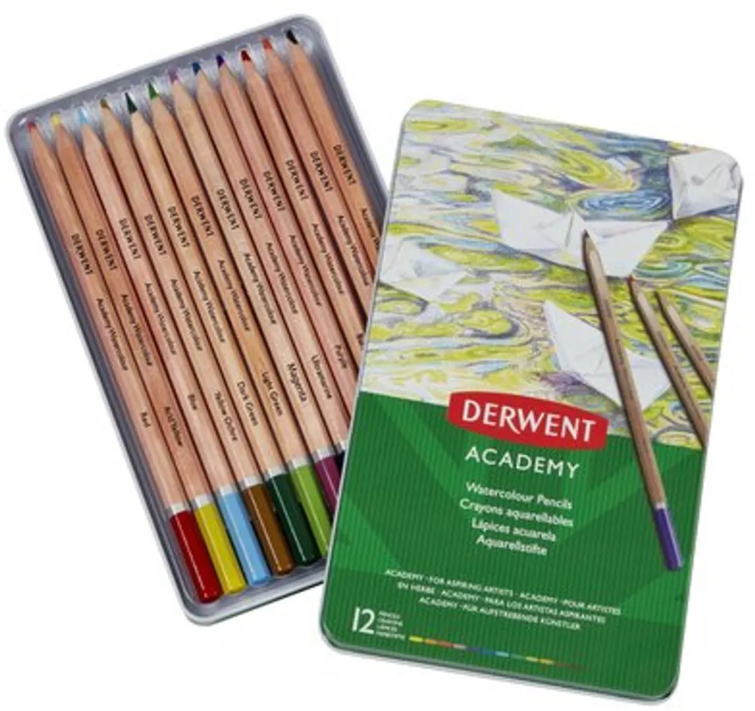 Derwent Academy Aquarelpotloden Set 12 Stuks - Multikleuren
