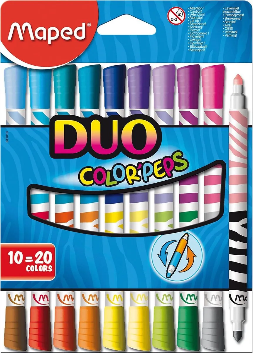 Maped Color'peps Viltstift Duo - 20 Kleuren - 10 Stuks