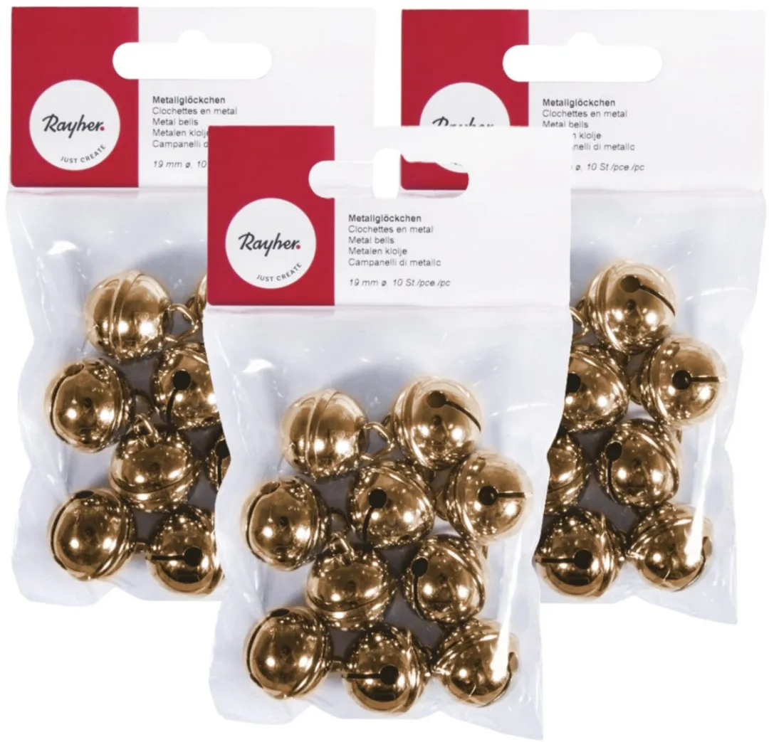 Rayher Goudkleurige Metal Bellen 30 Stuks - 19mm