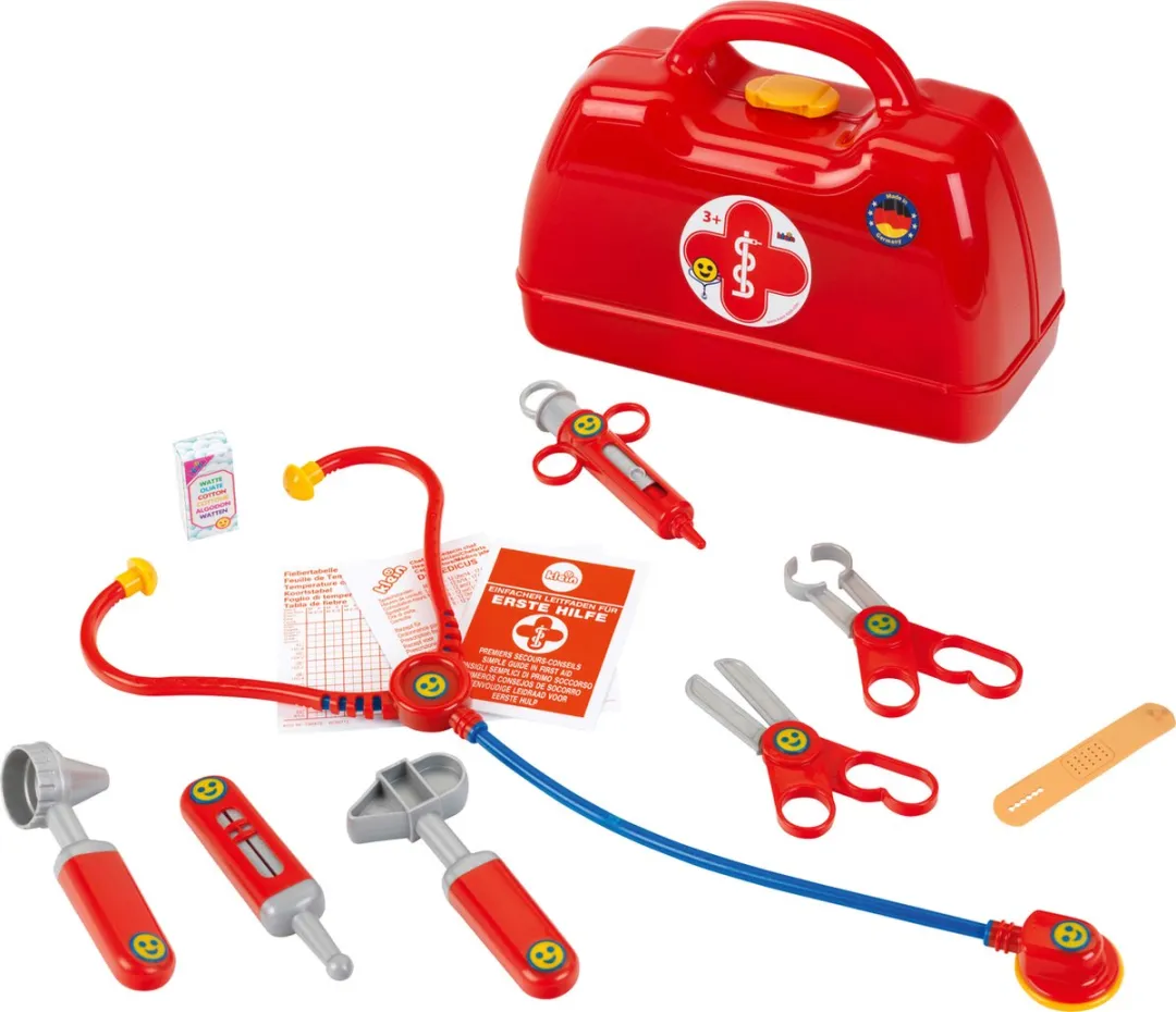 Klein Toys Artsenkoffer - Doktersset met Instrumenten - 24x11x19cm - Rood