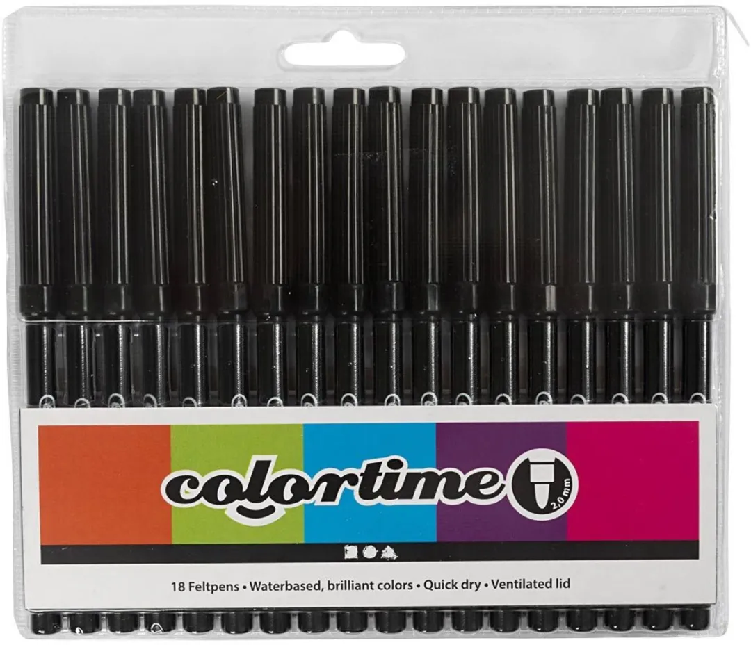 Colortime Stiften 2mm Zwart - 18 Stuks