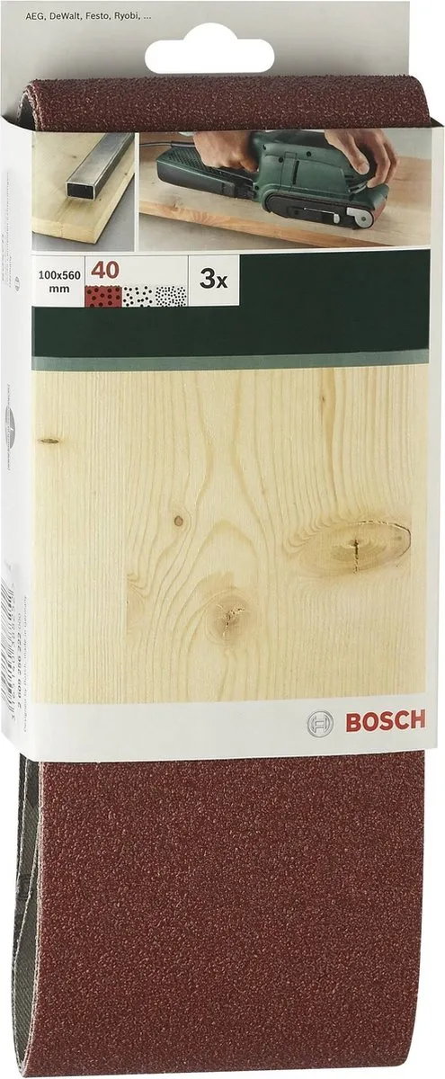 Bosch 3-delige Schuurbandenset - Rode Kwaliteit 150 - Ongeperforeerd