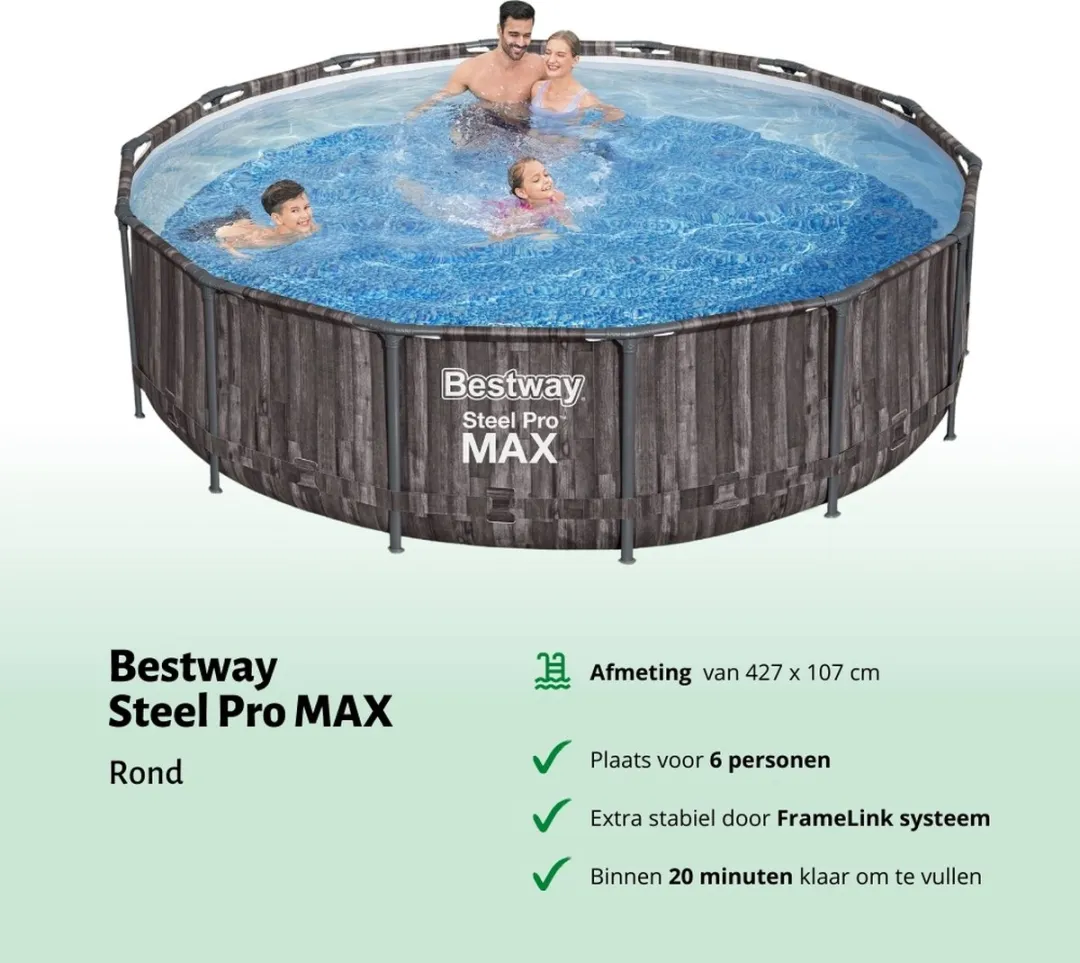 Bestway Steel Pro MAX Zwembad 427cm - Grijs