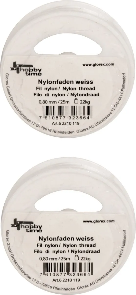 Glorex Hobby Nylon Draad 0.8mm - 25m - Wit