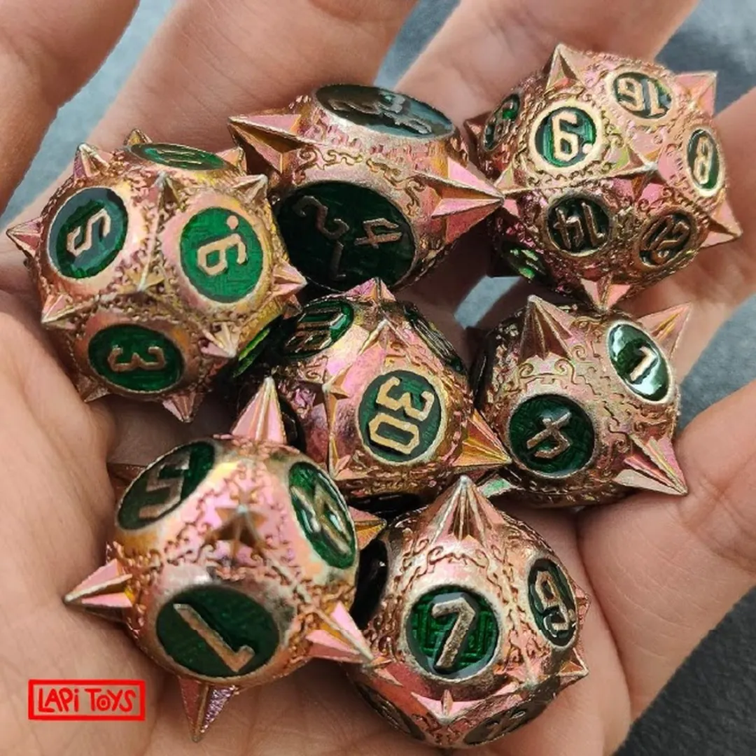 Lapi Toys DnD Polydice Metalen Dobbelstenen - 7 Stuks - Goudkleurig