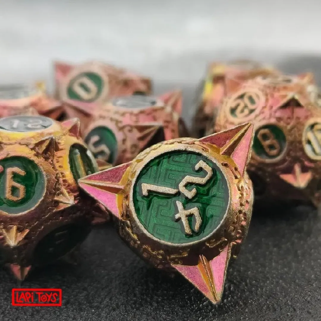 Lapi Toys DnD Polydice Metalen Dobbelstenen - 7 Stuks - Goudkleurig
