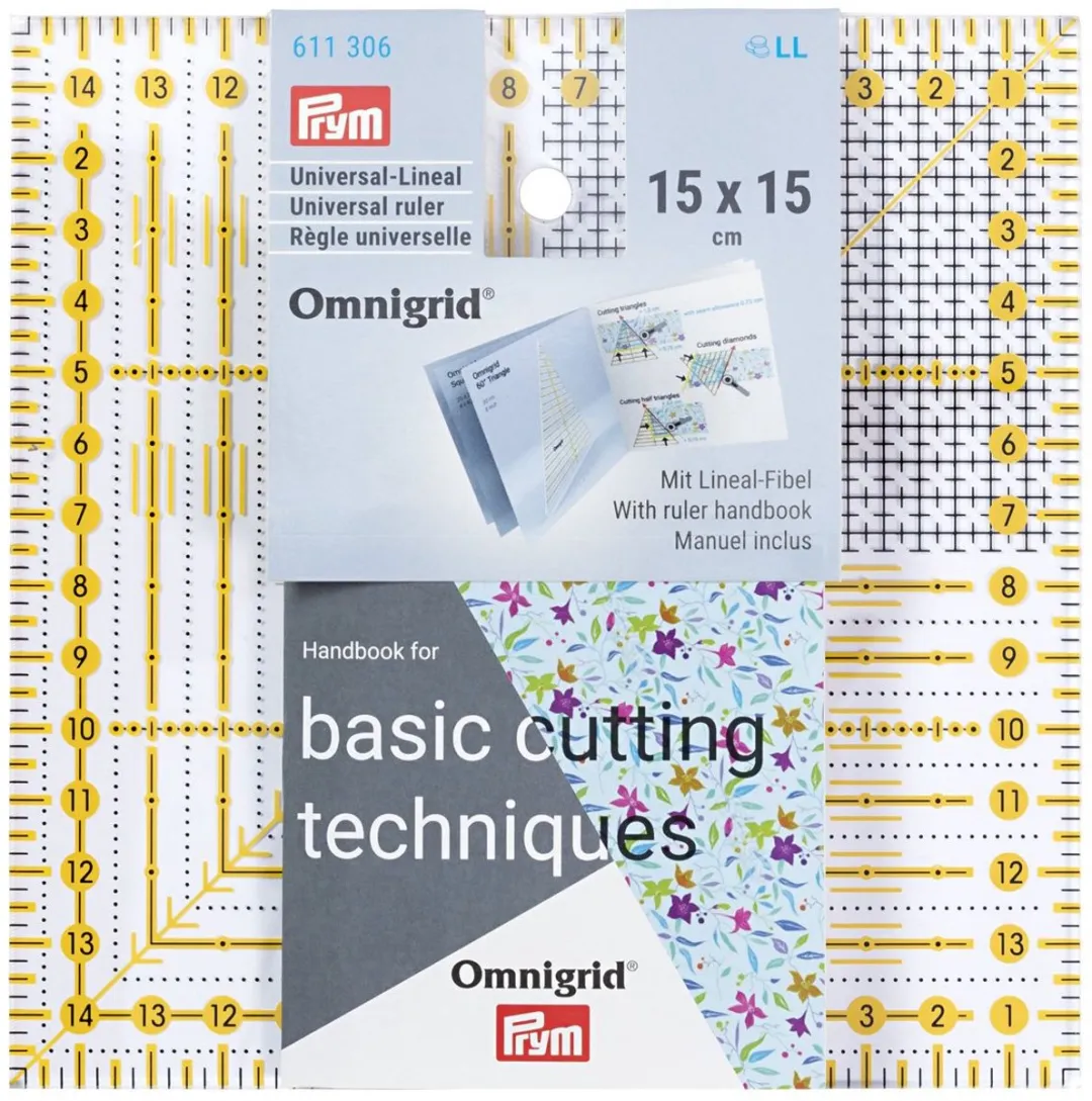 Prym Universele Liniaal Omnigrid 15x15cm - Wit/Transparant