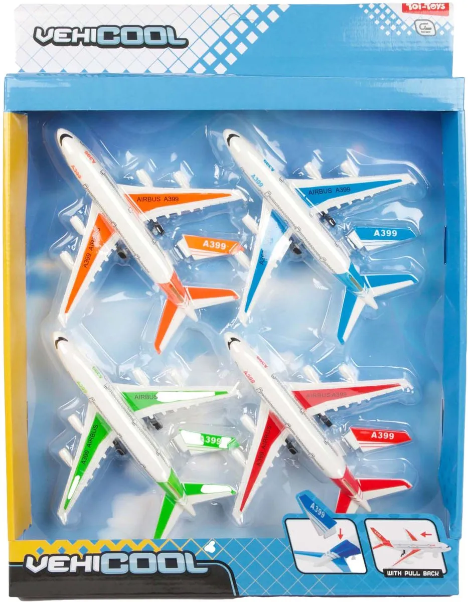 Toi-Toys Vehicool Pull Back Vliegtuigen 4 Stuks