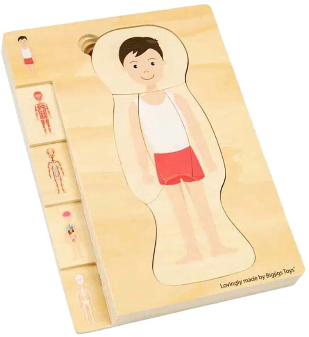 BIGJIGS Houten Anatomiepuzzel 26-delig - Multi