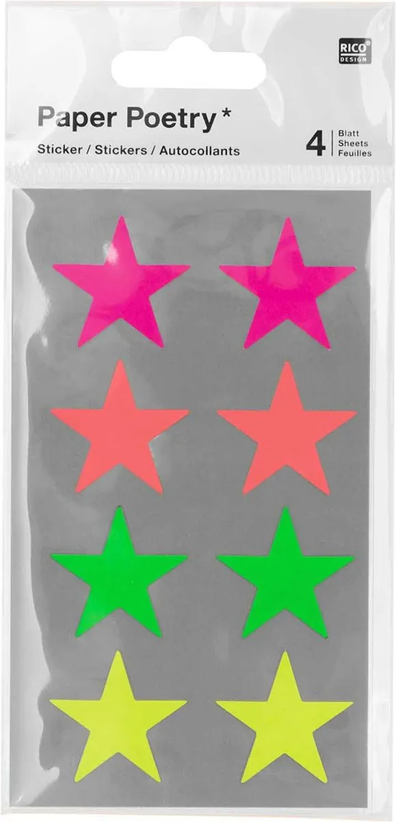 Rico Design Hobby Stickers Neon Sterren Ø25mm - 96 Stuks