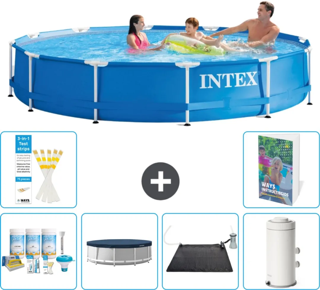 Intex 28210NP-Blauw Rond Frame Zwembad 366x76cm