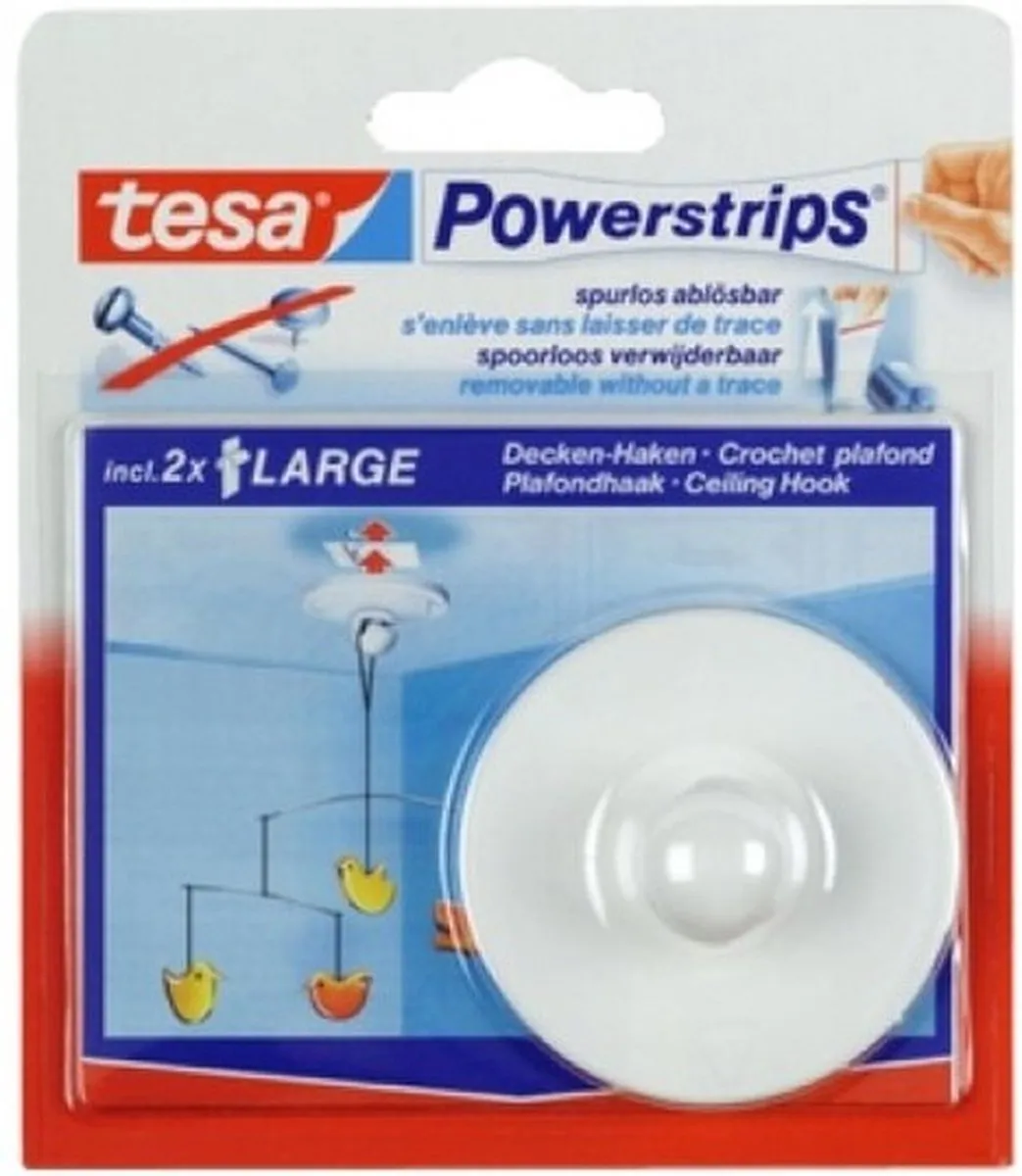 Tesa Zelfklevende Plafondhaakjes Wit - 2 Stuks