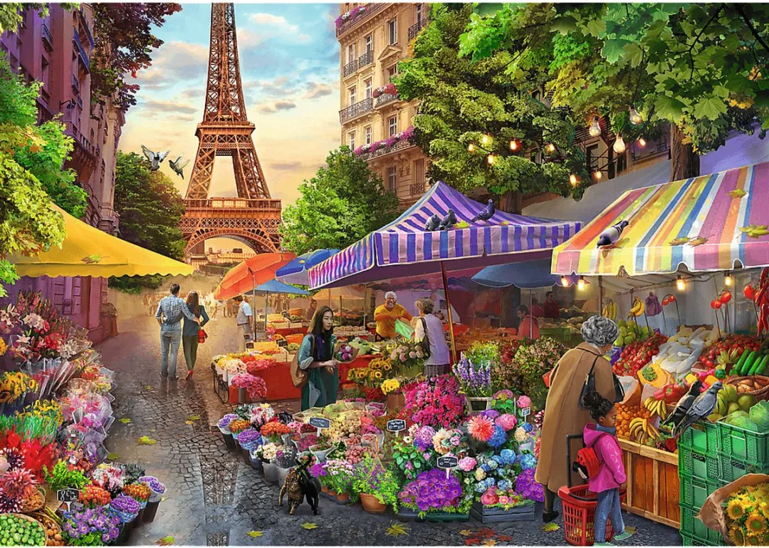 Trefl Photo Odyssey 1000 Legpuzzel - Parijs Bloemenmarkt - 68x48cm