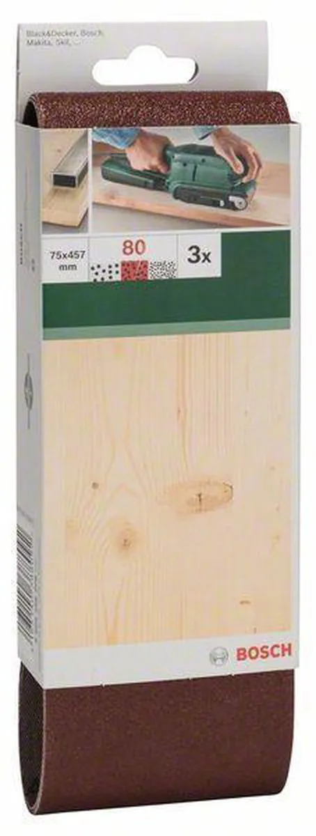 Bosch Schuurbandenset 3-delig - Rode kwaliteit 80 - Ongeperforeerd