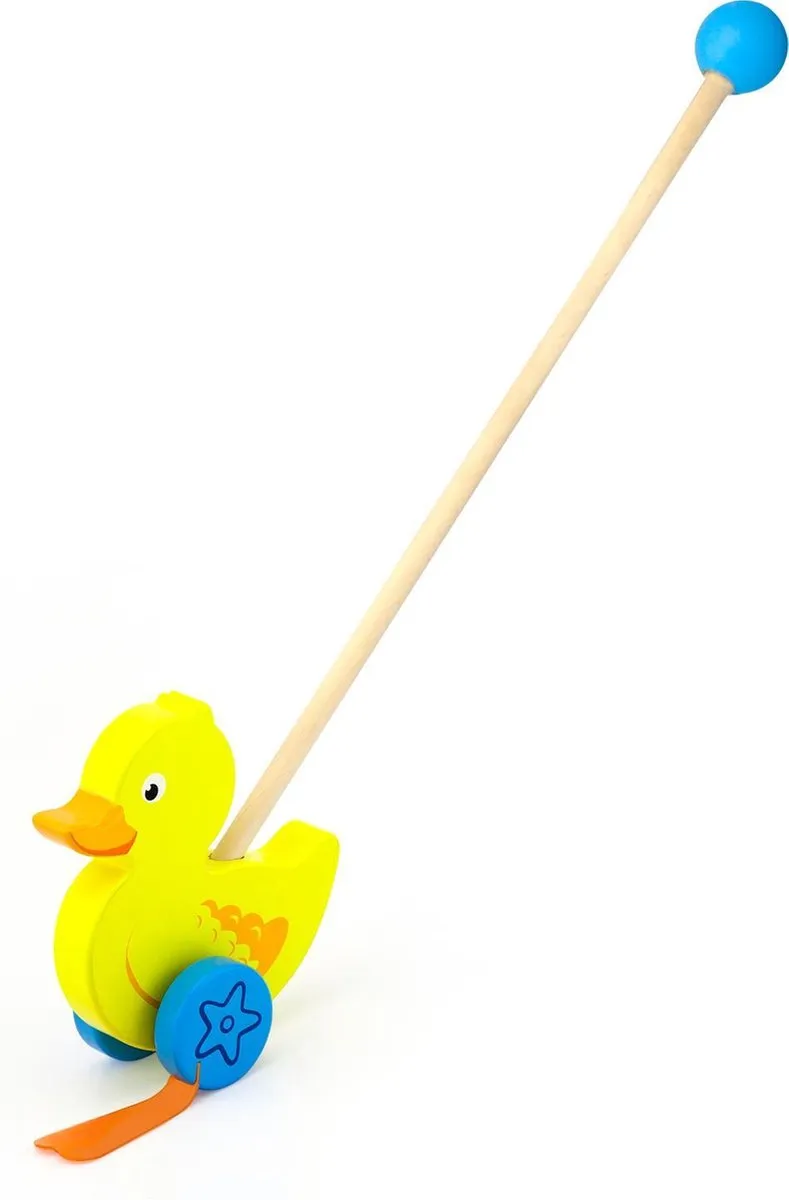 Vigatoys Duwstok Eend - Geel