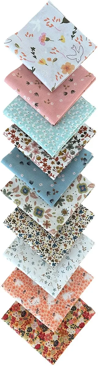 BINK Bedding Stoffenlapjes 25x25cm - Bloemenprint - 10 Stuks