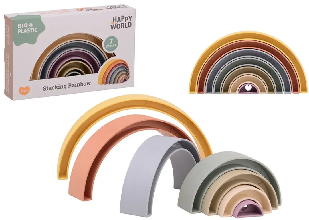 Johntoy Happy World Bio Plastic Stapel Regenboog - 22289 - afbeelding 6 van 6