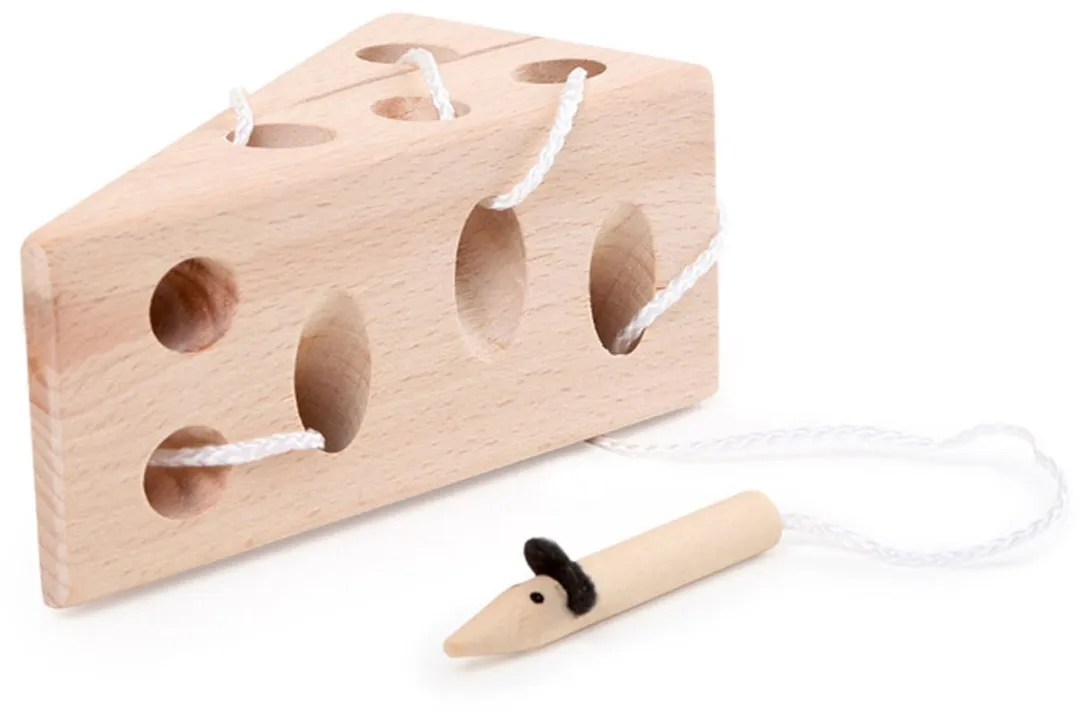 Small Foot Kaas en Muis Rijgspel - Hout - Print
