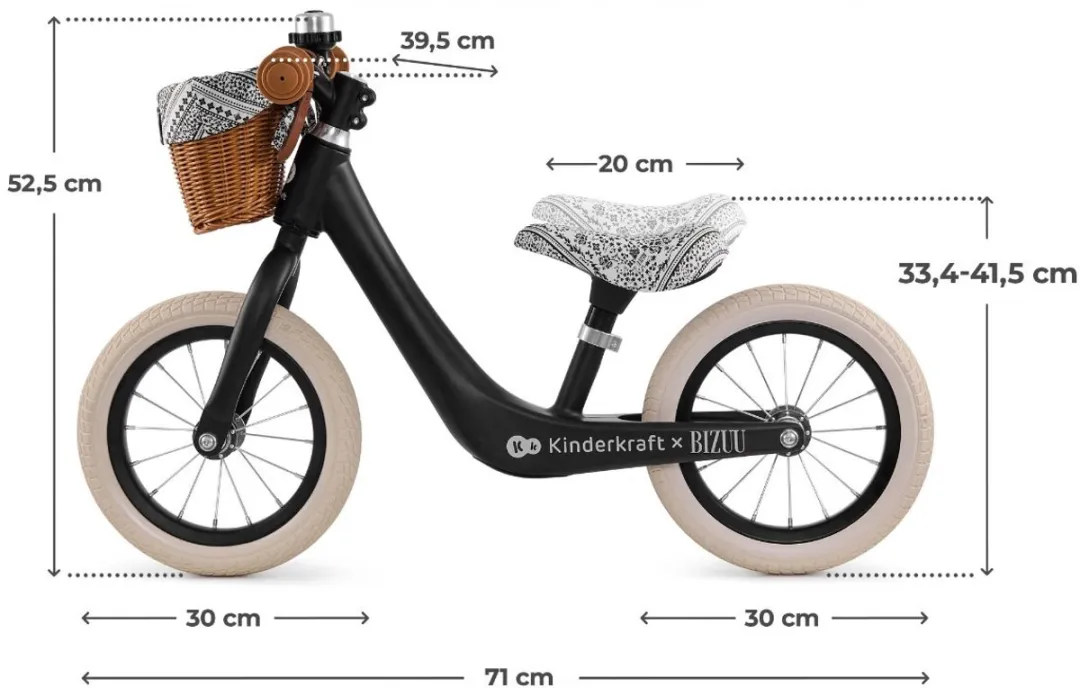 KinderKraft RAPID 2 Loopfiets - Magnesium frame - Zwart