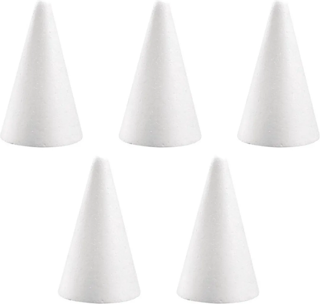 Rayher Piepschuim Kegels 10 Stuks - Wit - H12cm