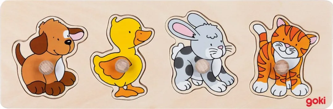 Goki Lift-out Puzzle Hond & Eend 4-delig Multicolor