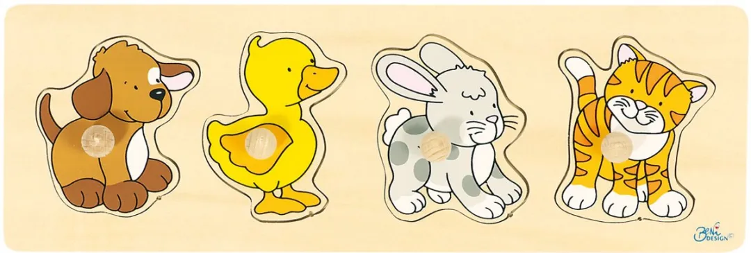 Goki Lift-out Puzzle Hond & Eend 4-delig Multicolor