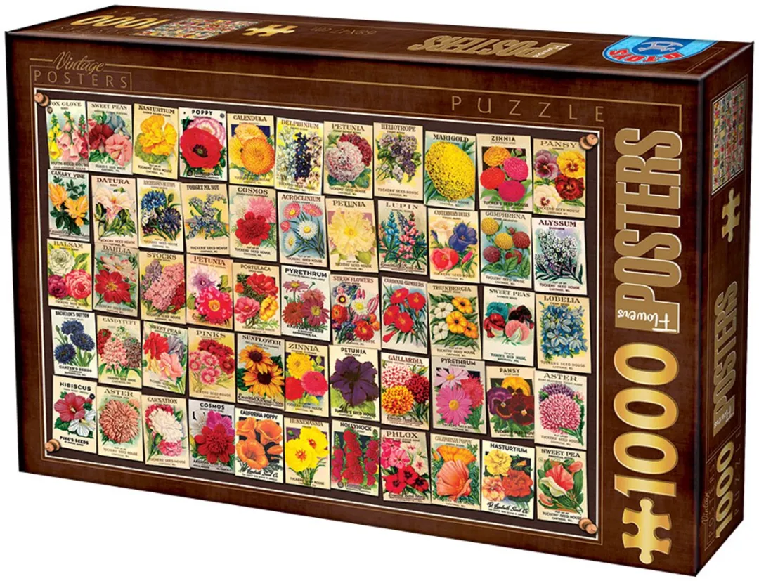D-Toys Vintage Collage Bloemen Puzzel 1000 Stuks