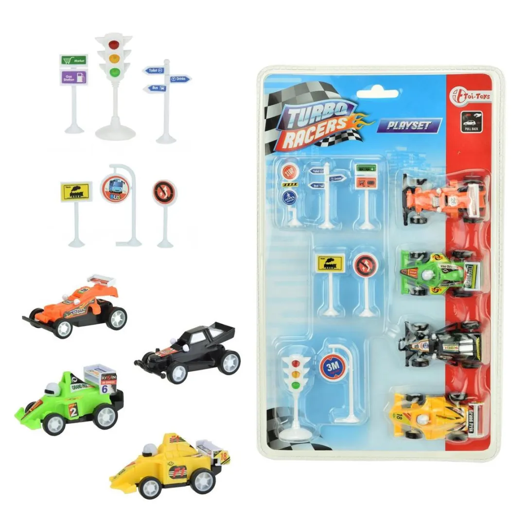 Toi-Toys Raceauto's Multicolor - 4 Stuks