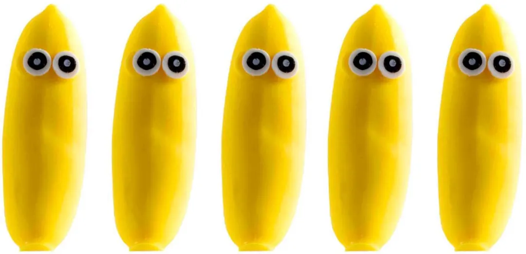 Banaan stressbal met gezicht - 14 cm lang - Fidget Toy - 1 doos van 14 stuks