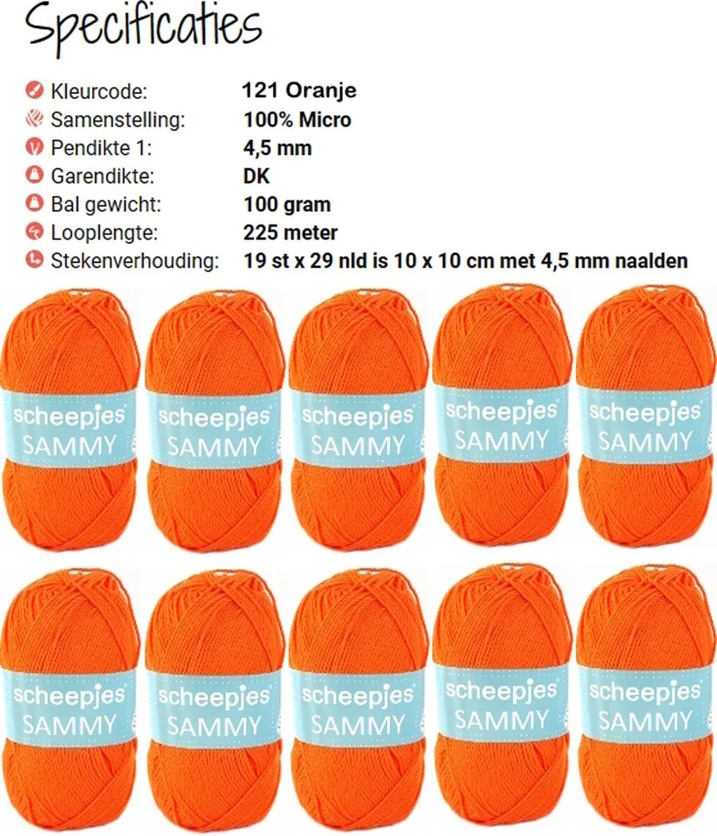 Scheepjes Sammy Wol - 10x100g Oranje