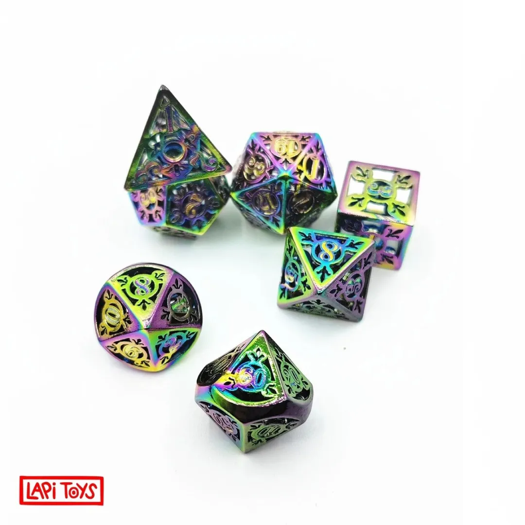 Lapi Toys Regenboog D&D Polydice - 7 Stuks - Metaal