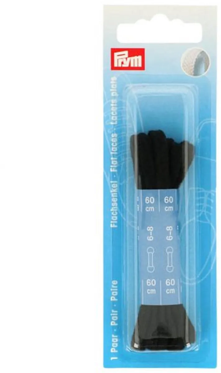 Prym Platte veters 600mm - Zwart - 2 Stuks