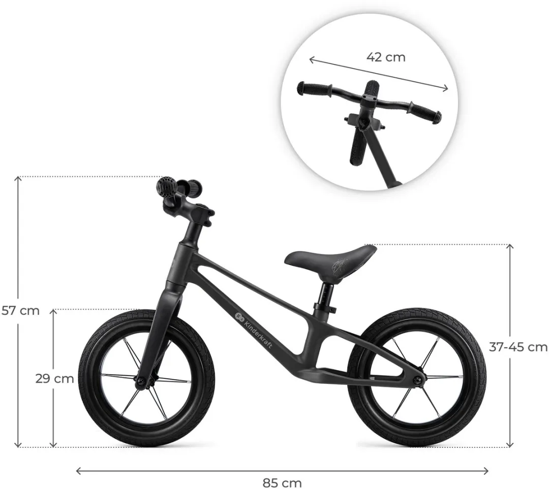 KinderKraft ETER Loopfiets 12" - Zwart