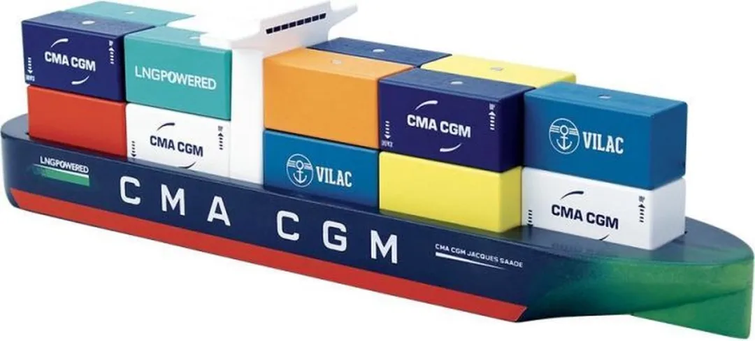 Vilac Containerschip Houten Magneten 45cm - Blauw/Rood/Groen