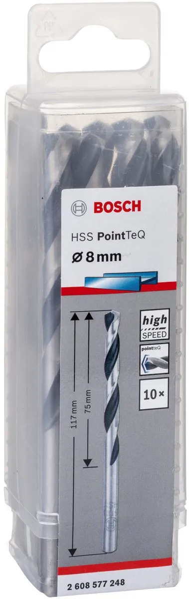 Bosch HSS PointTeQ DIN 338 8x75x117mm - 10 Stuks