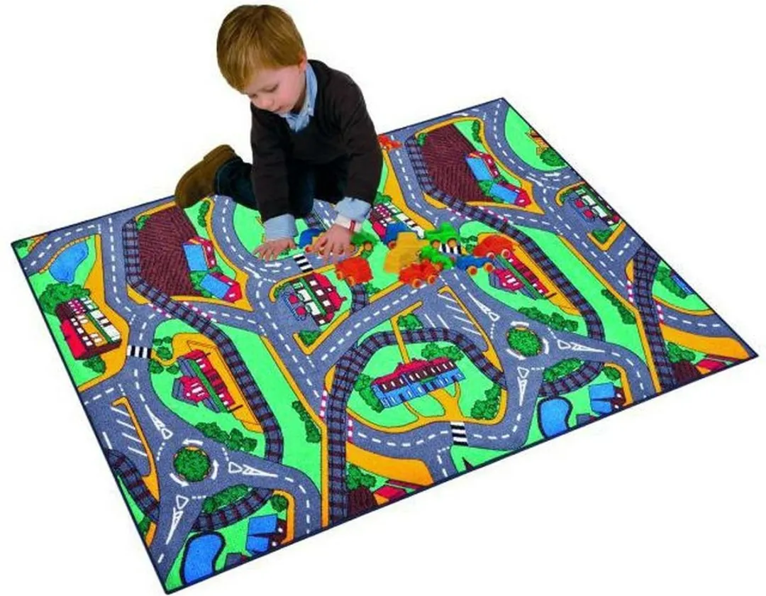 Paradiso Toys Stratenplan Verkeerskleed 95x133cm - Multicolor