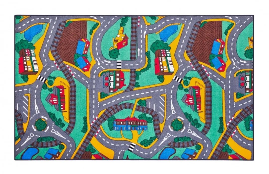 Paradiso Toys Stratenplan Verkeerskleed 95x133cm - Multicolor