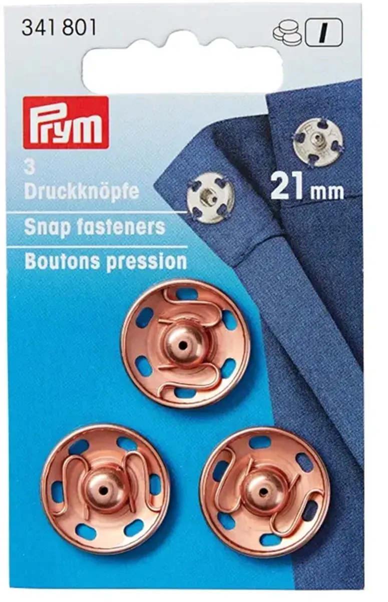Prym Rozegoudd Aannaaidrukknoop 21mm - 3 Stuks
