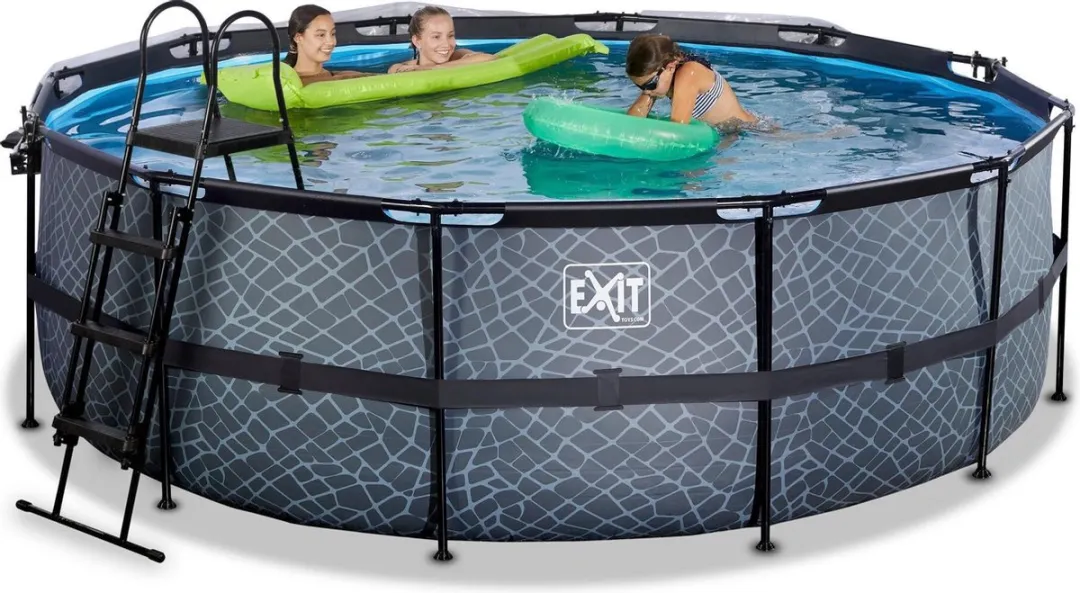 EXIT Stone Zwembad 447cm Grijs - met Zandfilterpomp & Warmtepomp