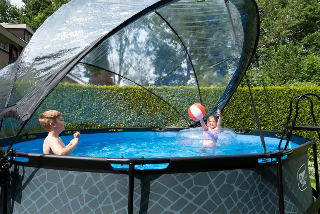 EXIT Stone Zwembad 447cm Grijs - met Zandfilterpomp & Warmtepomp