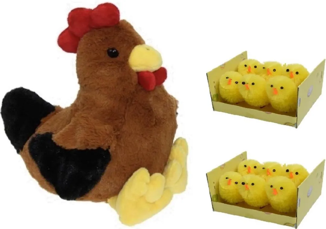 Decoris Pluche Bruine Kippenknuffel 25cm