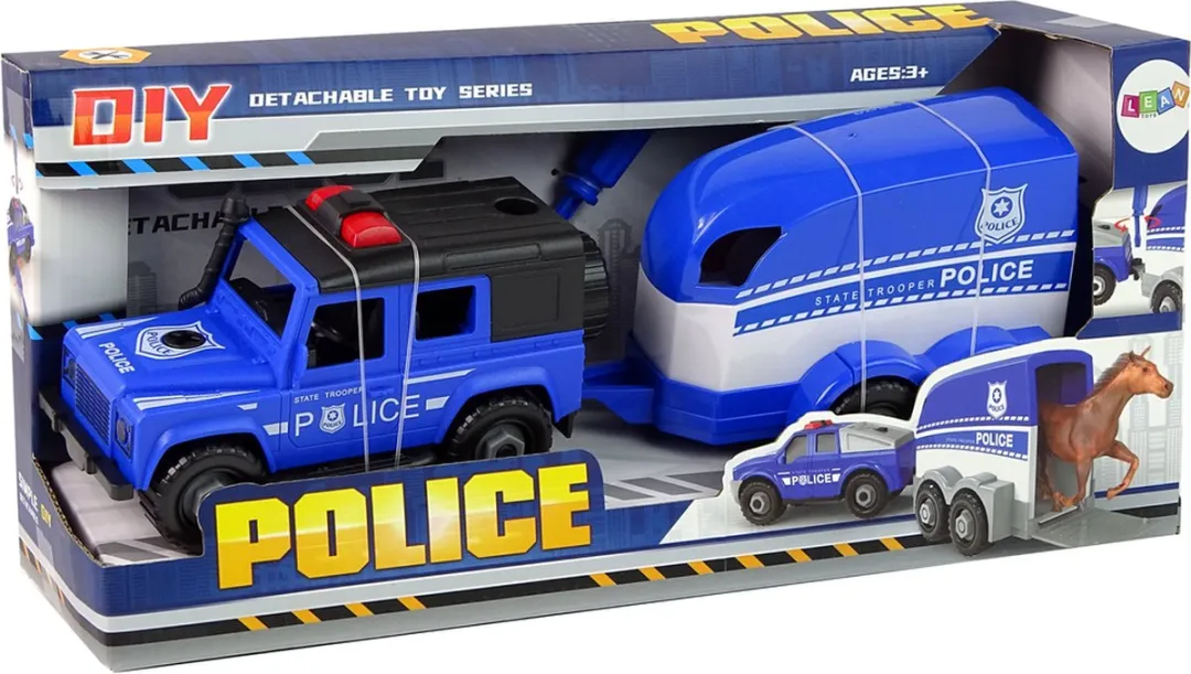 Lean Toys Politie Terreinwagen met Trailer Multikleur