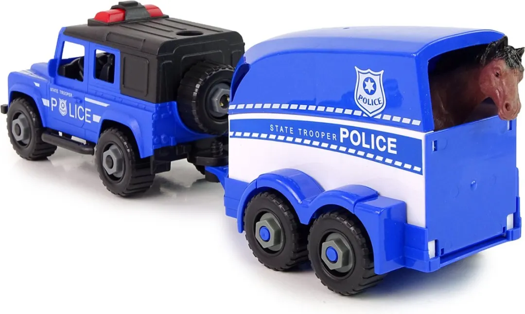 Lean Toys Politie Terreinwagen met Trailer Multikleur - afbeelding 6 van 6