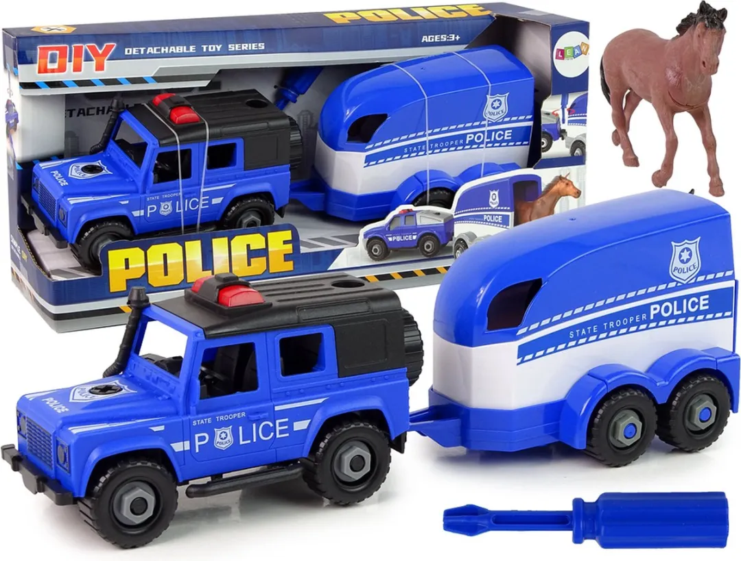 Lean Toys Politie Terreinwagen met Trailer Multikleur