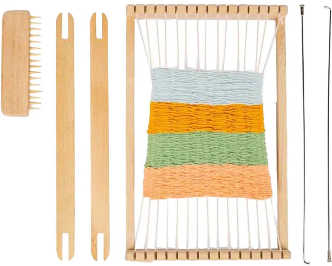 BIGJIGS Houten Weefraam Set 10-delig - Multicolor