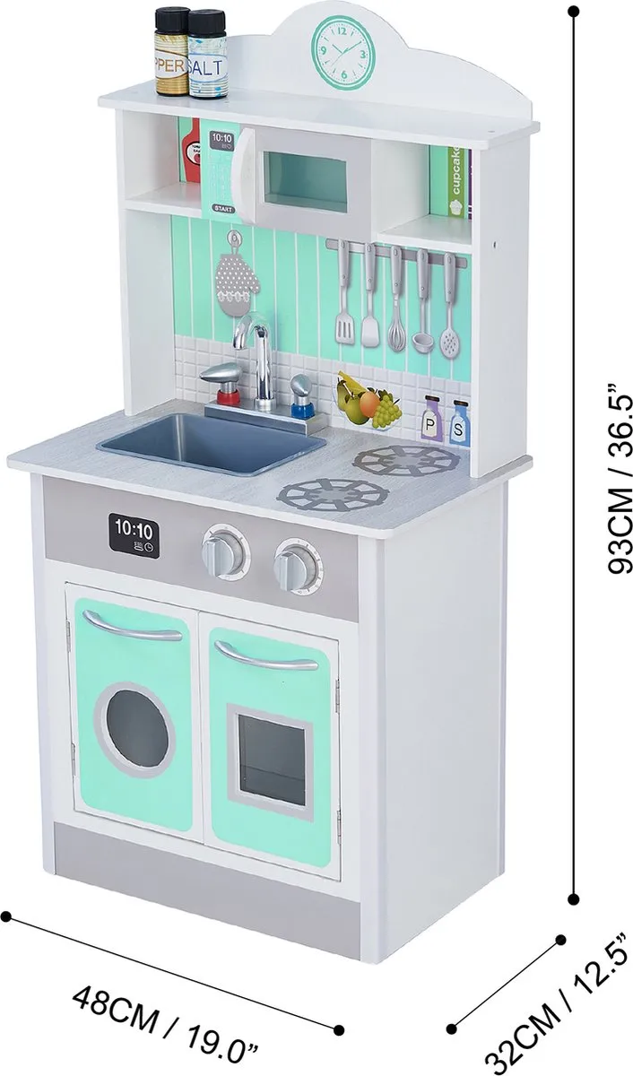 Teamson Kids Klassieke Houten Speelkeuken Mintgroen/Grijs