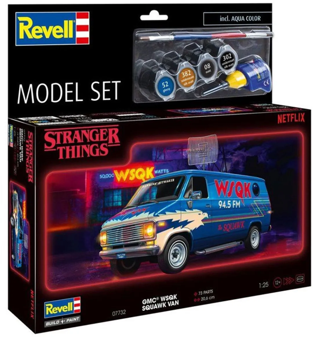 Revell 67732 Stranger Things GMC WSQK Squawk Van Modelbouwpakket 1:25 - 73 Onderdelen