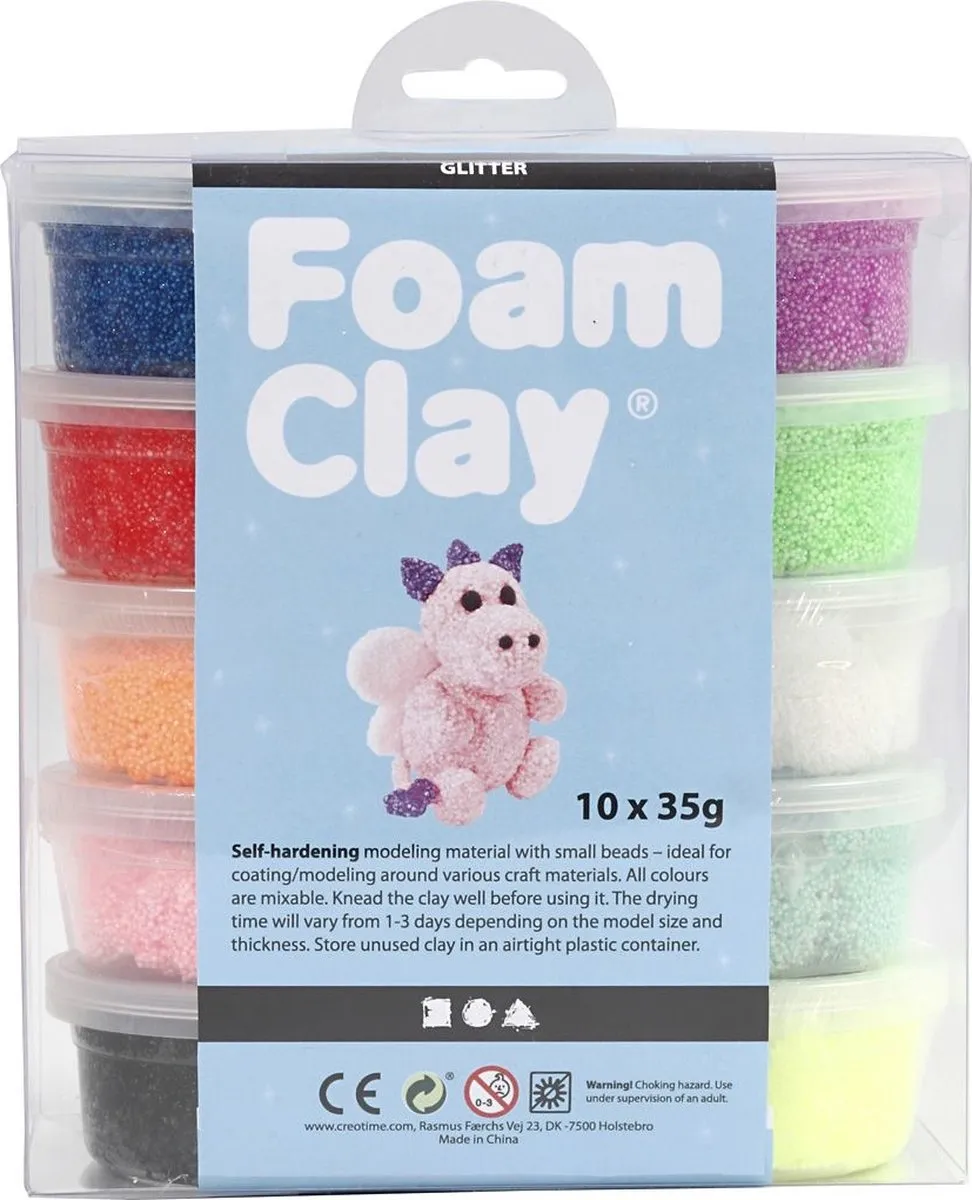 Foam Clay Glitter - 10 Doosjes - 35 gr per Doosje